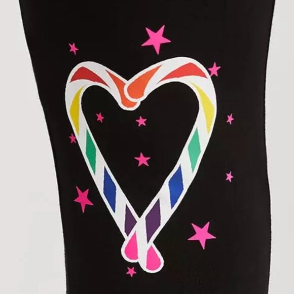 ❤️NWT VINTAGE TORRID LEGGING - CHRISTMAS CANDY CANE RAINBOW HEART KNEE PLUS SIZE - Picture 3 of 11